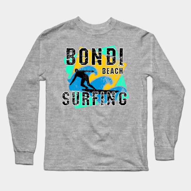 Bondi Beach Surfing Long Sleeve T-Shirt by DisenyosDeMike